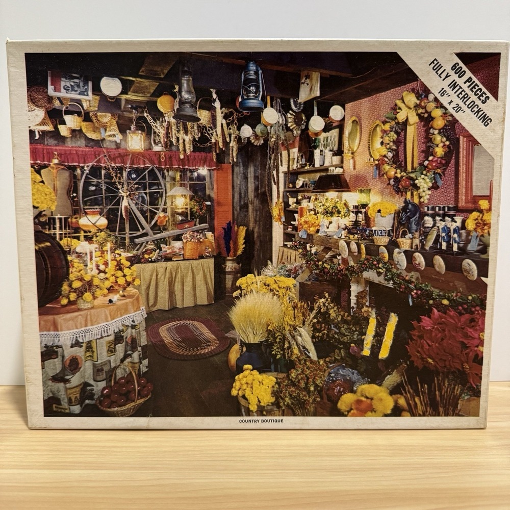 Whitman 600 Piece Puzzle Country Boutique 16" x 20" Vintage Made In Wisconsin